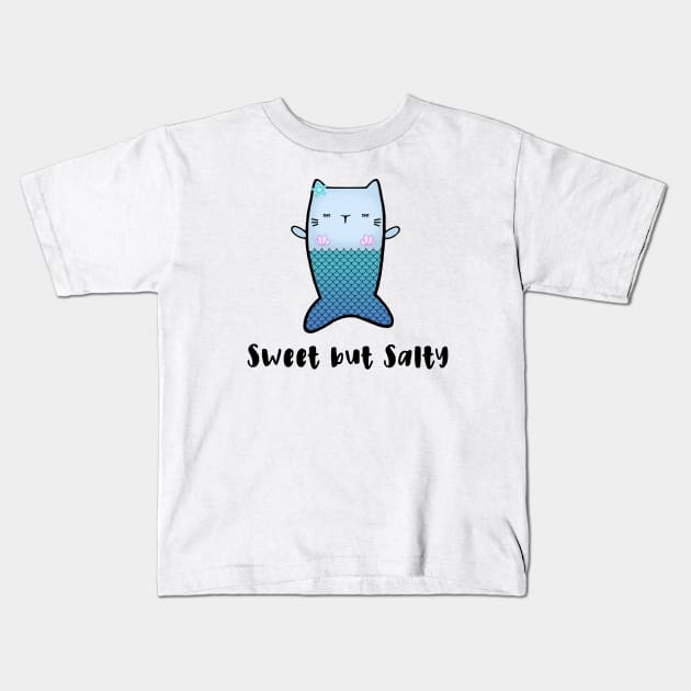 Purrmaid Kids T-Shirt by staceyromanart